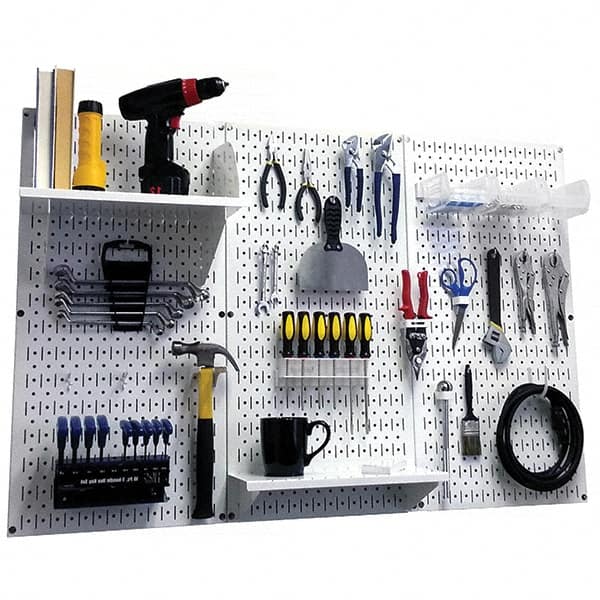 Wall Control - 48" Wide x 32" High Peg Board Kit - 3 Panels, Metal, White - Americas Tooling