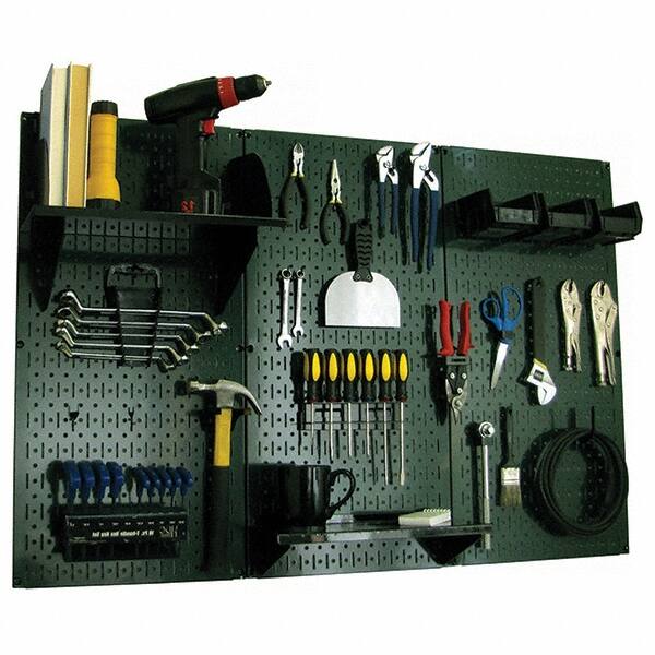 Wall Control - 48" Wide x 32" High Peg Board Kit - 3 Panels, Metal, Green/Black - Americas Tooling