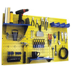 Wall Control - 48" Wide x 32" High Peg Board Kit - 3 Panels, Metal, Yellow/Blue - Americas Tooling