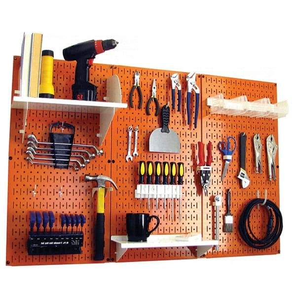 Wall Control - 48" Wide x 32" High Peg Board Kit - 3 Panels, Metal, Orange/White - Americas Tooling