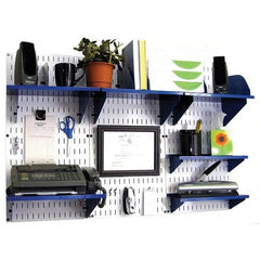 Wall Control - 48" Wide x 32" High Industrial Steel Tool Board System - 3 Panels, Metal, White/Blue - Americas Tooling