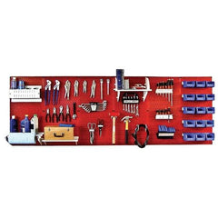 Wall Control - 96" Wide x 32" High Peg Board Kit - 6 Panels, Metal, Red/White - Americas Tooling