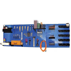 Wall Control - 96" Wide x 32" High Peg Board Kit - 6 Panels, Metal, Blue/Black - Americas Tooling