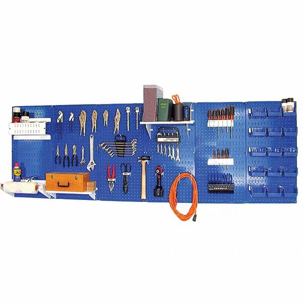 Wall Control - 96" Wide x 32" High Peg Board Kit - 6 Panels, Metal, Blue/White - Americas Tooling