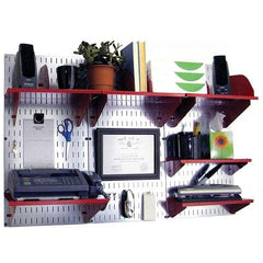 Wall Control - 48" Wide x 32" High Industrial Steel Tool Board System - 3 Panels, Galvanized Steel, Galvanized/Red - Americas Tooling