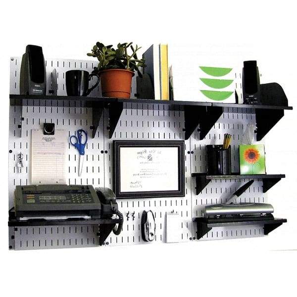 Wall Control - 48" Wide x 32" High Industrial Steel Tool Board System - 3 Panels, Metal, White/Black - Americas Tooling