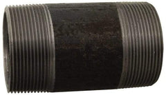 Made in USA - Schedule 80, 1/8" Diam x 9" Long Black Pipe Nipple - Threaded - Americas Tooling