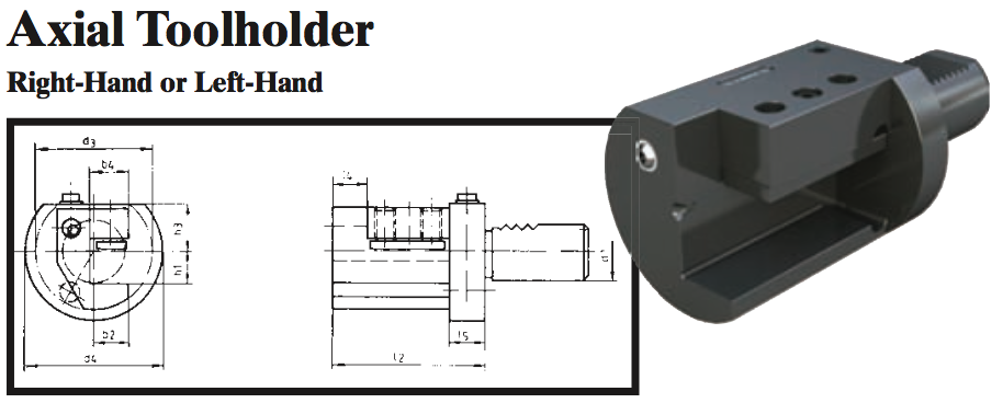 VDI Axial Toolholder (Right-Hand) - Part #: CNC86 35.4020R - Americas Tooling