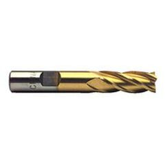 1 Dia. x 4-1/2 Overall Length 4-Flute Square End High Speed Steel SE End Mill-Round Shank-Center Cut-TiN - Americas Tooling