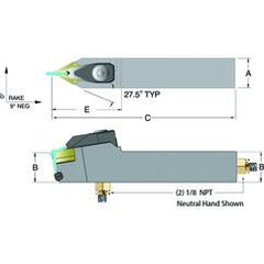 ADDPNN16-3D - 1 x 1" Neutral Toolholder - Americas Tooling