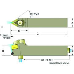 ADTENN16-4D 1 x 1" Neutral Toolholder - Americas Tooling