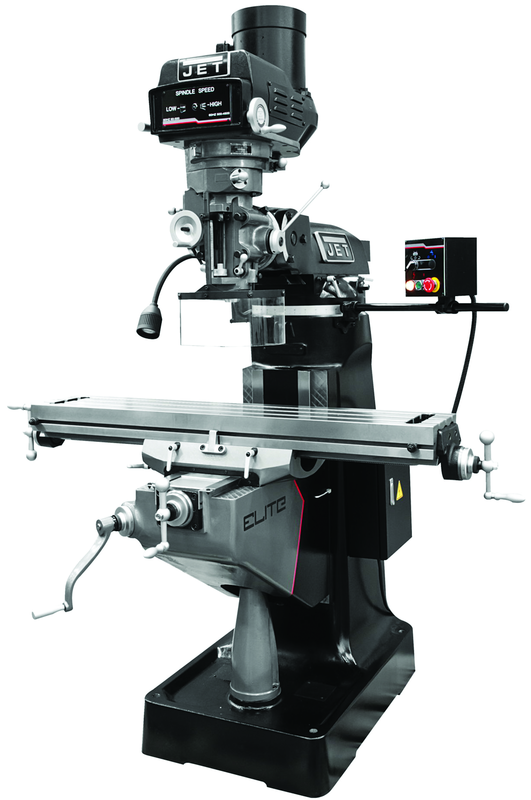 9 x 49" Table Variable Speed Mill With 3-Axis ACU-RITE DP700 (Knee) DRO and X - Y-Axis JET Powerfeeds - Americas Tooling