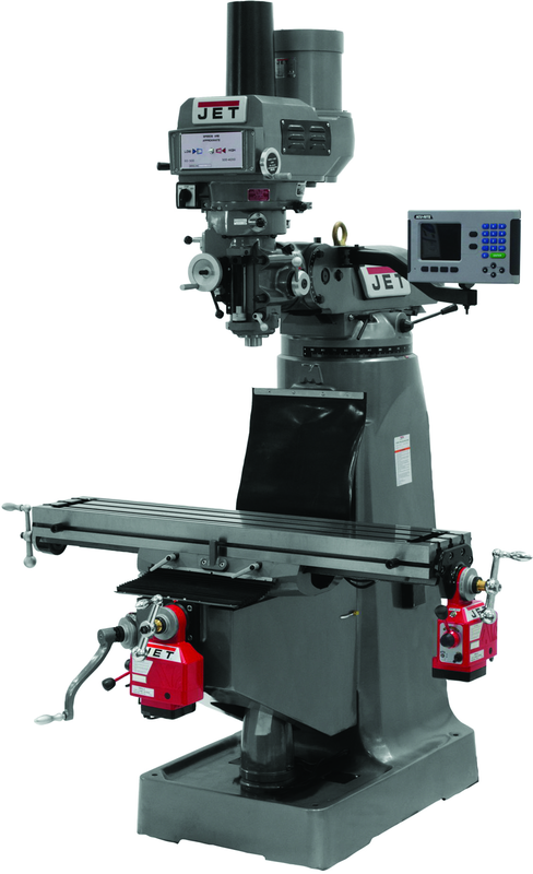 JTM-4VS Mill With 3-Axis ACU-RITE 200S DRO (Quill) With X and Y-Axis Powerfeeds and Power Draw Bar - Americas Tooling