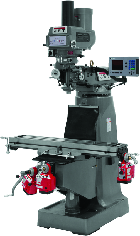 JTM-4VS Mill With 3-Axis ACU-RITE 200S DRO (Quill), X, Y and Z-Axis Powerfeeds With Power Drawbar - Americas Tooling