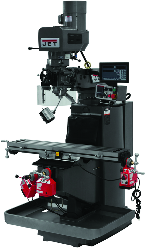 JTM-949EVS Mill With 3-Axis Newall DP700 DRO (Quill) With X-Axis Powerfeed and Air Powered Draw Bar - Americas Tooling