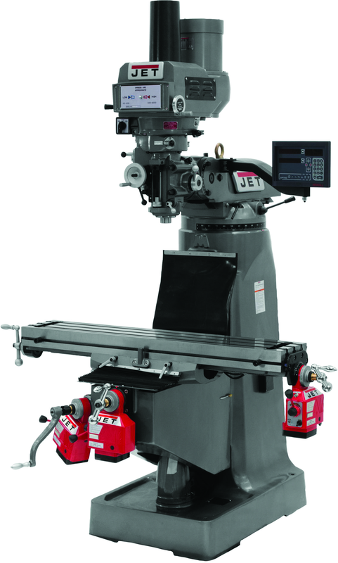 JTM-4VS Mill With 3-Axis Newall DP700 DRO (Quill) With X, Y and Z-Axis Powerfeeds and Power Draw Bar - Americas Tooling