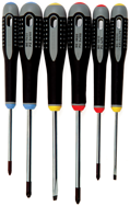 6 Piece - Ergo Handle Screwdriver Set - Includes: #1 x 4; #2 x 4 Phillips; #1 x 4; #2 x 4 Pozidriv; 9/64 x 3; 7/32 x 4 Slotted Cabinet - Americas Tooling