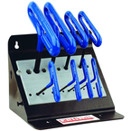 8 Piece - 2.0 - 10mm T-Handle Style - 9'' Arm- Hex Key Set with Plain Grip in Stand - Americas Tooling