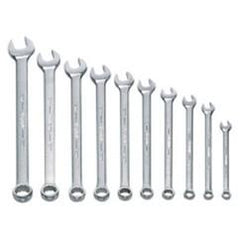 Snap-On/Williams Metric Combination Wrench Set -- 10 Pieces; 12PT Satin Chrome; Includes Sizes: 7; 8; 9; 10; 11; 12; 13; 15; 17mm - Americas Tooling