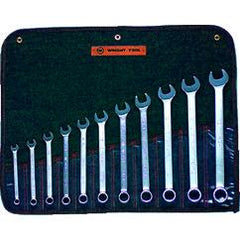 Wright Tool Fractional Combination Wrench Set -- 11 Pieces; 12PT Chrome Plated; Includes Sizes: 3/8; 7/16; 1/2; 9/16; 5/8; 11/16; 3/4; 13/16; 7/8; 15/16; 1"; Grip Feature - Americas Tooling