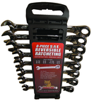 8 Piece - 5/16 to 3/4" - 15° Offset - Reversible Ratcheting Combination Wrench Set - Americas Tooling