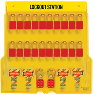 Padllock Wall Station - 22 x 22 x 1-3/4''-With (20) 1106 Aluminum Padlocks - Americas Tooling