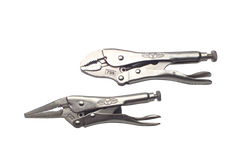 Locking Plier Set -- 2pc. Chrome Plated- Includes: 6" Long Nose; 7" Curved Jaw - Americas Tooling