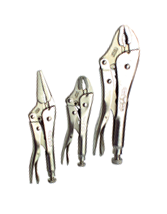 Locking Plier Set -- 3pc. Chrome Plated- Includes: 5"; 10" Curved Jaw / 6" Long Nose - Americas Tooling