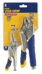 Fast Release Curved Jaw Locking Pliers Set -- 2 Pieces -- Includes: 10" Curved Jaw & 6" Long Nose - Americas Tooling