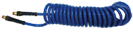 #PU3850BT - 3/8 MPT x 50 Feet - Transparent Blue Polyurethane - 1-Swivel Fitting(s) - Self-Storing Hose - Americas Tooling