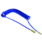 #PUE3810BT - 3/8 MPT x 10 Feet - Transparent Blue Polyurethane - 2 Swivel Fitting(s) - Self-Storing Hose - Americas Tooling