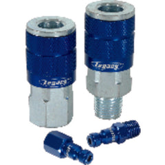 Model A72452C–1/4″ Body × 1/4″ NPT (3 pieces) - Blue Automotive Coupler & Plug Kit - Americas Tooling