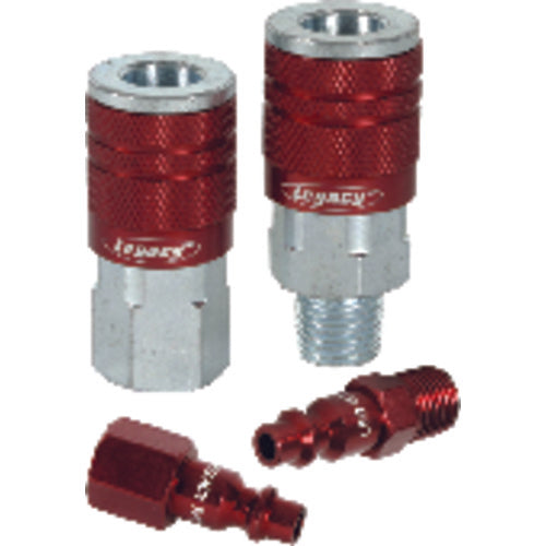 Model A73456D–1/4″ Body × 1/4″ NPT (5 pieces) - Red Industrial Coupler & Plug Kit - Americas Tooling