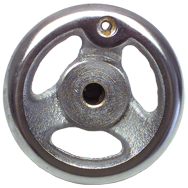 Polished Chrome Plated Handwheel - 12'' Wheel Diameter; 2-5/32'' Hub Diameter; 1/2-13 Threaded Handle Hole; 3/4'' Threaded Center Hole - Americas Tooling