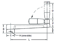 Broached Foldable Crank Handle - 1/2'' Hole Diameter; 2'' Handle Length; 3.94'' Width - Americas Tooling