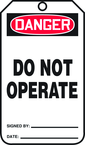 Safety Tag, Danger Do Not Operate , 25/Pk, Plastic - Americas Tooling