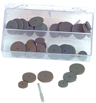 #707 Resin Bonded Rubber Kit - Small Wheel & Mandrel - Various Shapes - Equal Assortment Grit - Americas Tooling