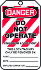 Lockout Tag, Danger Do Not Operate Equipment Locked Out, 25/Pk, Laminate - Americas Tooling