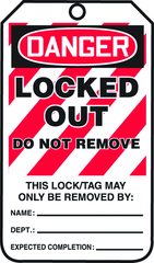 Lockout Tag, Danger Locked Out, 25/Pk, Plastic - Americas Tooling