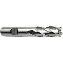 9/16 Dia. x 3-3/8 Overall Length 4-Flute Square End High Speed Steel SE End Mill-Round Shank-Non-Center Cutting-Uncoated - Americas Tooling