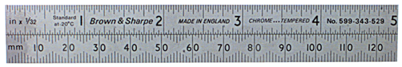 #599-311-1204-1 - 12'' Long - 4R Graduation - 1'' Wide - Tempered Steel Conversion & Hook Rule - Americas Tooling