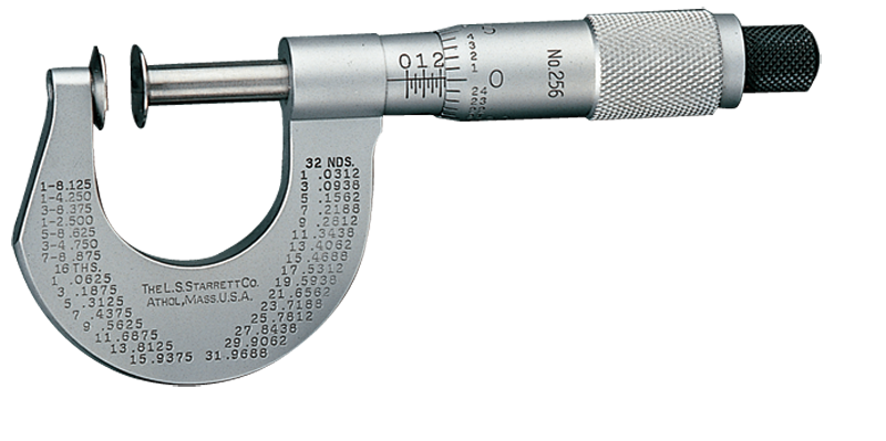 #256MRL-50 -  25 - 50mm Measuring Range - .01mm Graduation - Ratchet Thimble - High Speed Steel  Face - Disc Micrometer - Americas Tooling