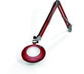 Green-Lite® 5" Blazing Red Round LED Magnifier; 43" Reach; Table Edge Clamp - Americas Tooling