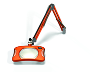 Green-Lite® 7" x 5-1/4"Brilliant Orange Rectangular LED Magnifier; 43" Reach; Table Edge Clamp - Americas Tooling