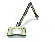 Green-Lite® 7" x 5-1/4"Shadow White Rectangular LED Magnifier; 43" Reach; Table Edge Clamp - Americas Tooling