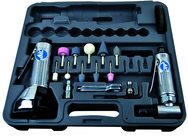 #2060 - Pneumatic Cut-Off Tool & Right Angle Grinder Kit - Includes: 1) each: Angle Die Grinder with collets; 3" Cut-Off Tool; Air Fitting (3) Cut-Off Wheels; (10) Mounted Points; (3) Spanner Wrenches; and Case - Americas Tooling