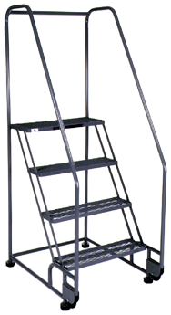 Model 3TR26E4; 3 Steps; 28 x 41'' Base Size - Tilt-N-Roll Ladder - Americas Tooling