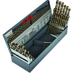 115 Pc. 3 in 1 (1/16" - 1/2" by 64ths / A-Z / 1-60) Cobalt Bronze Oxide Jobber Drill Set - Americas Tooling
