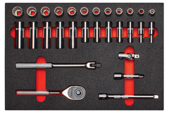 Proto® Foamed 3/8" Drive 29 Piece Combination Socket Set w/ Classic Pear Head Ratchet - Full Polish - 12 Point - Americas Tooling