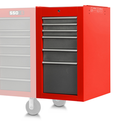 Proto® 550S Side Cabinet - 6 Drawer, Safety Red and Gray - Americas Tooling